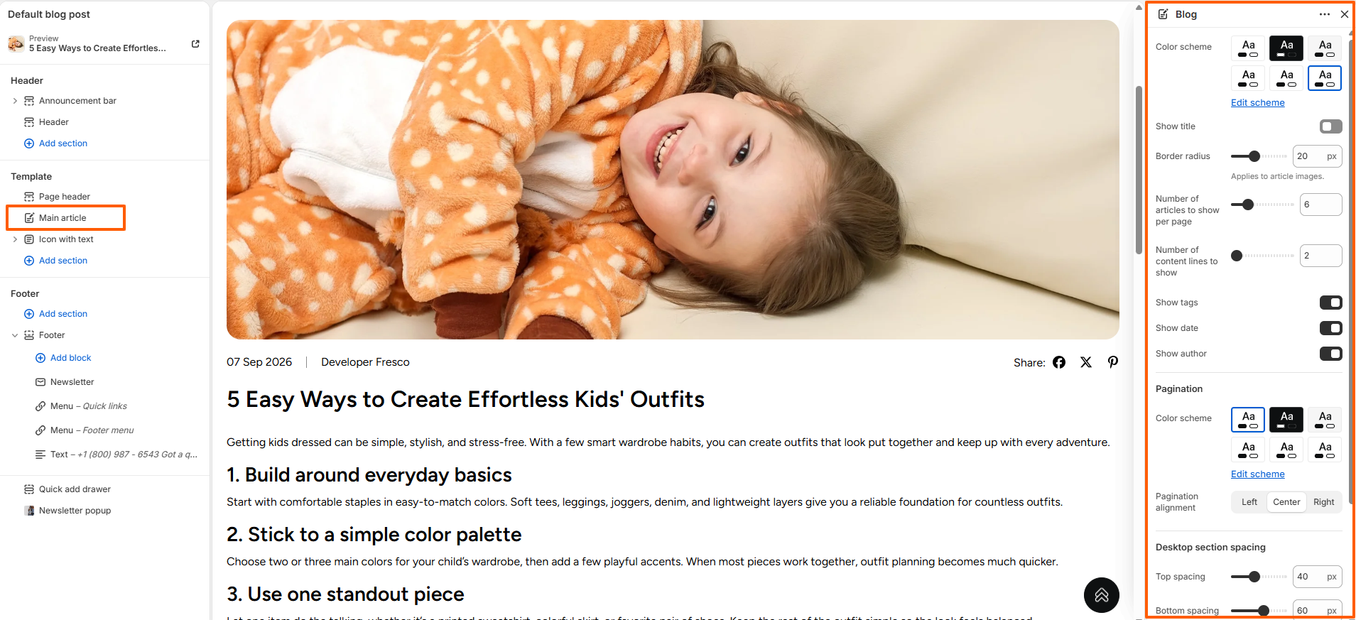 Blog Post Settings