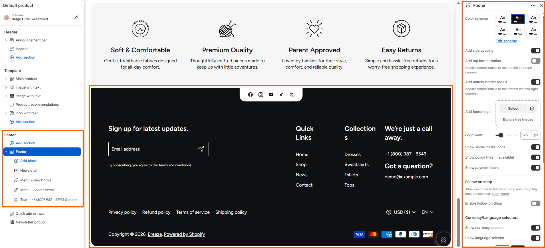 Footer Settings
