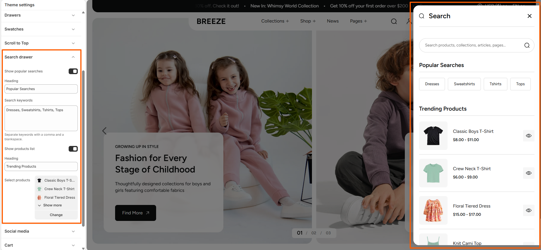 Search Drawer Preview