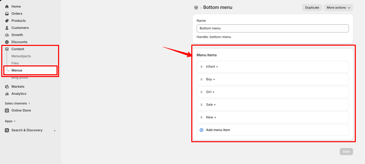 Dropdown Menu Setup