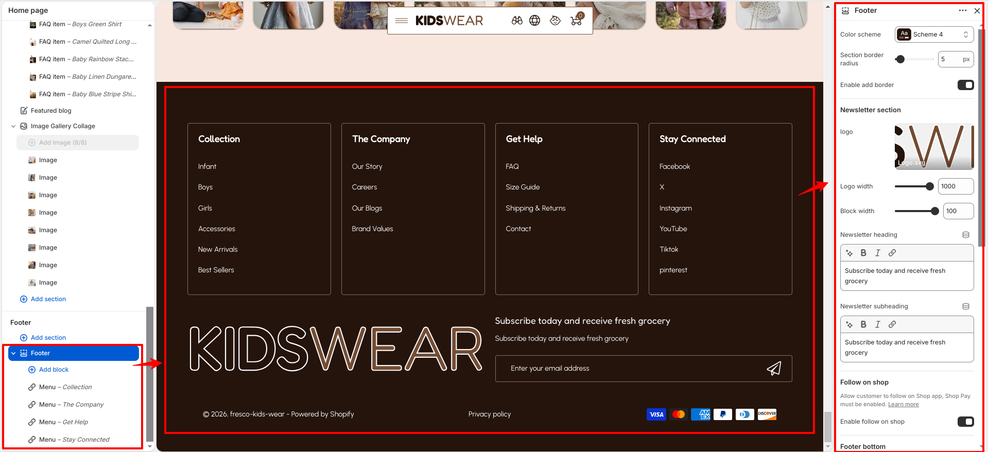 Footer Settings