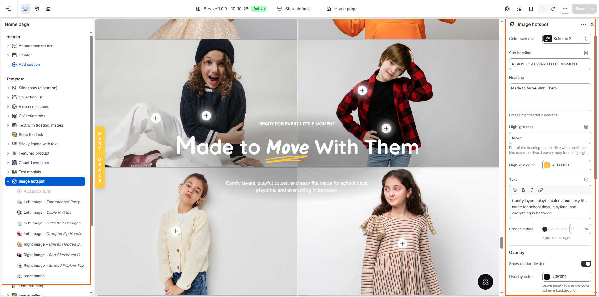 Image Hotspot section