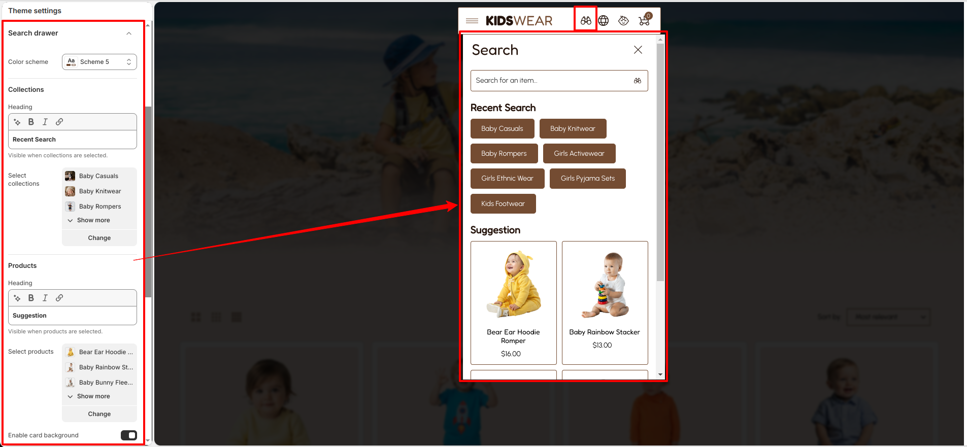 Search Drawer Settings