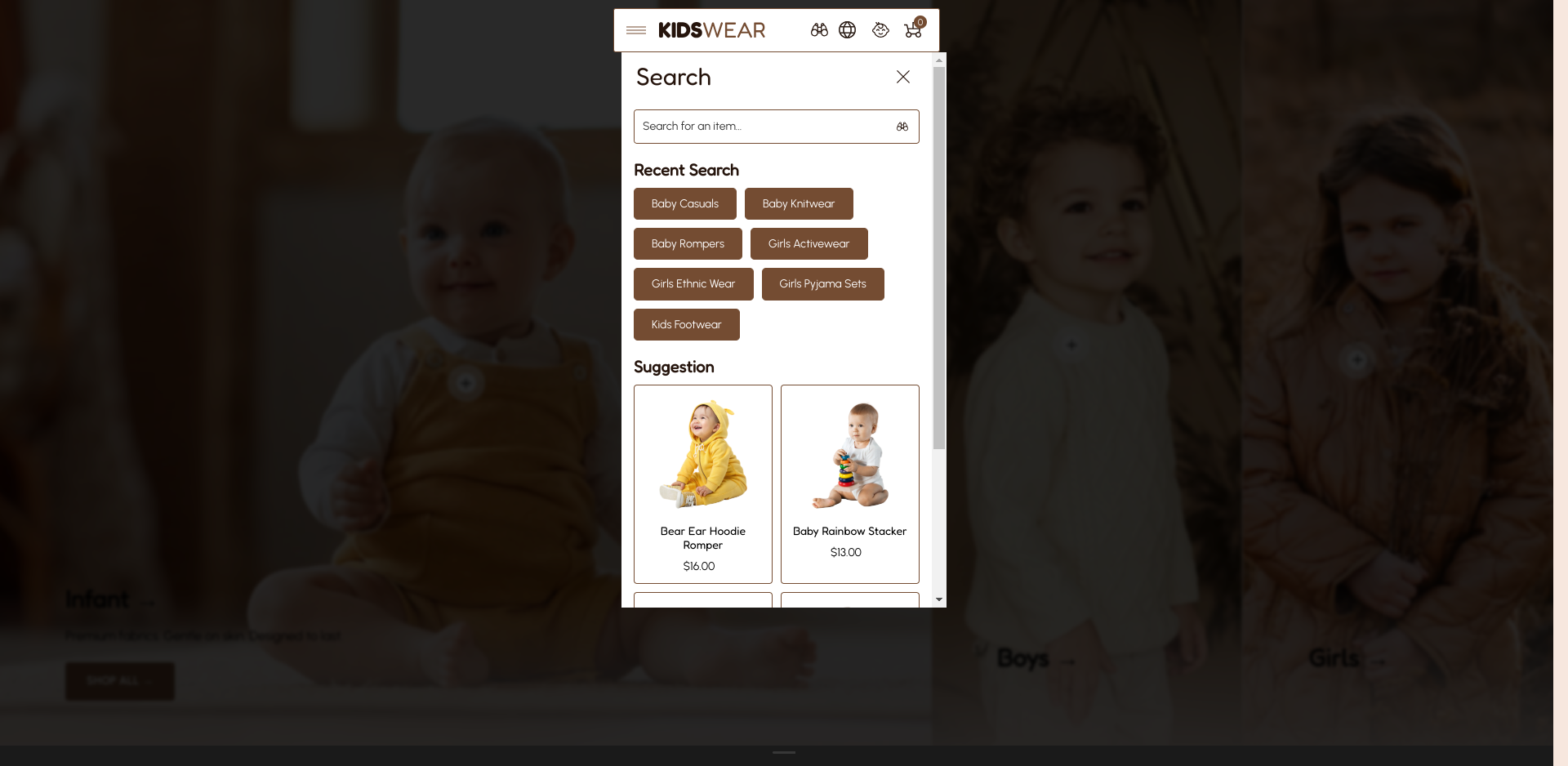 Search Drawer Preview