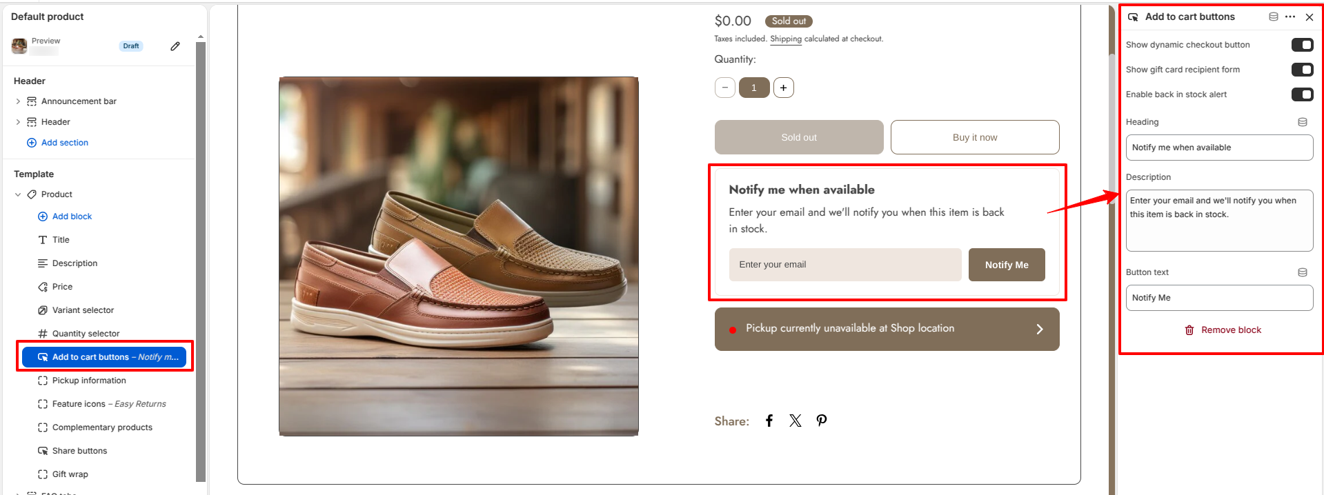 Back in Stock settings preview