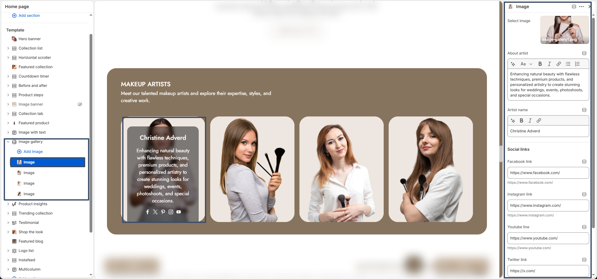 image gallery image block