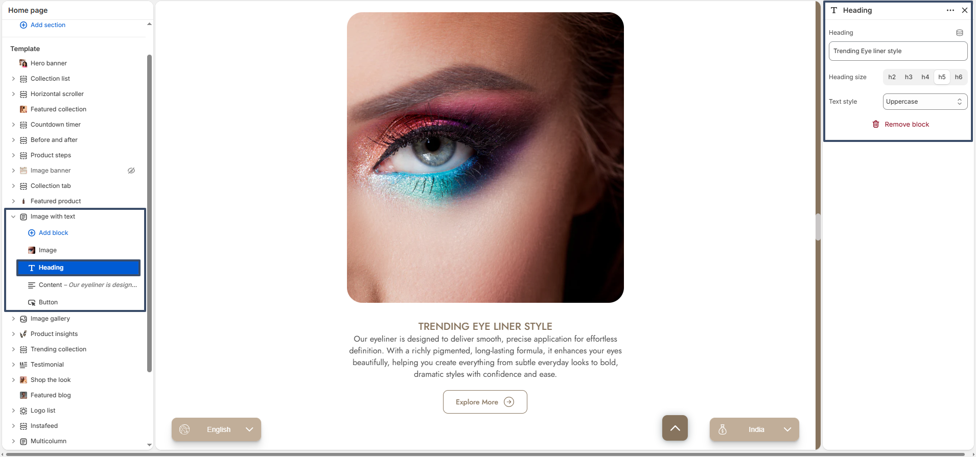 Image with text heading option