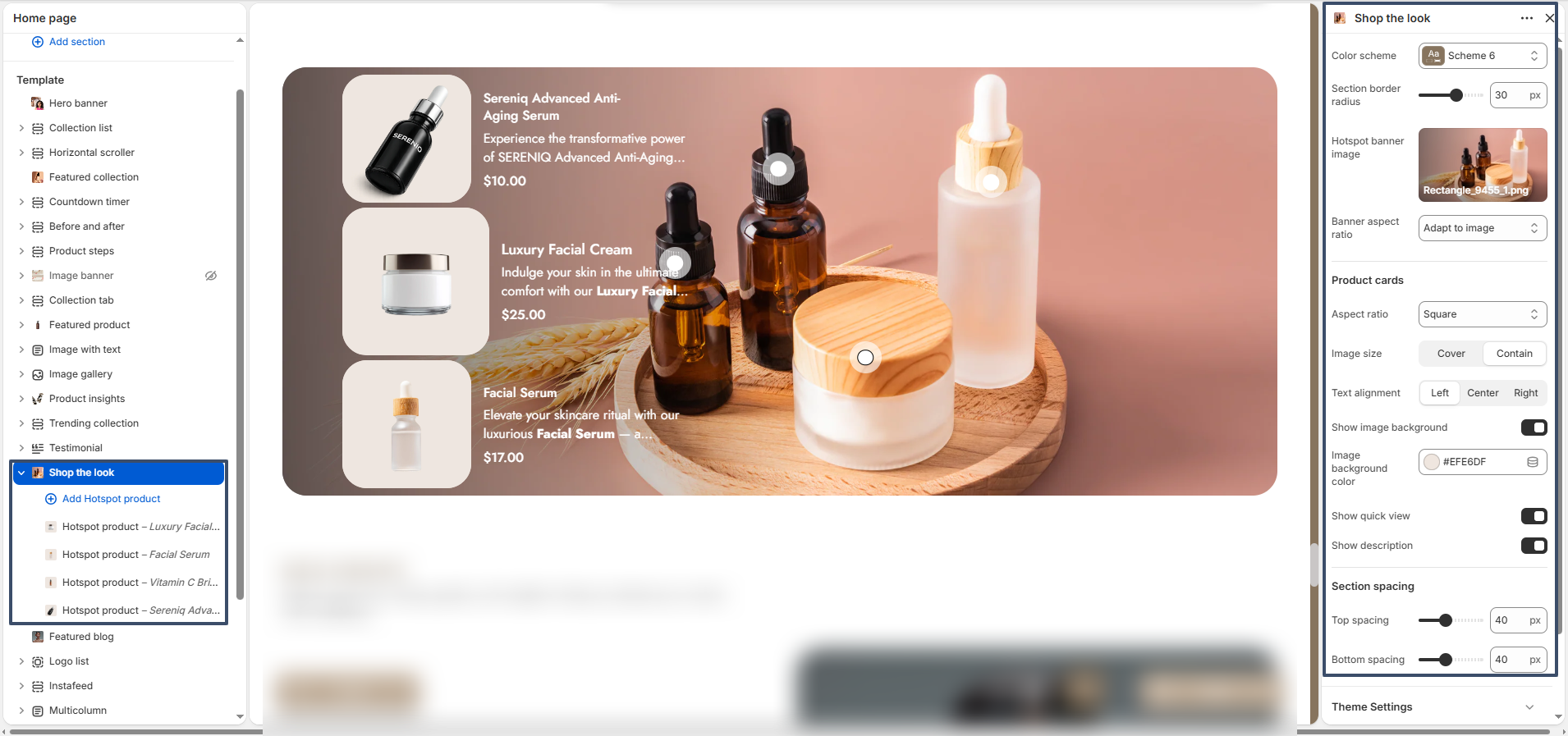shop the look settings