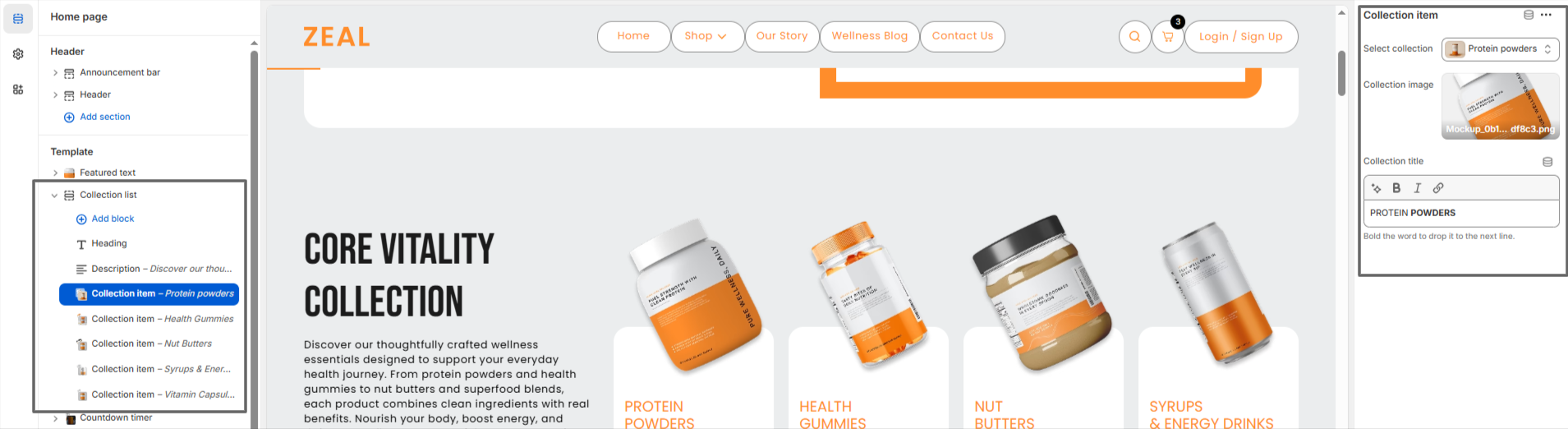 Collection list section